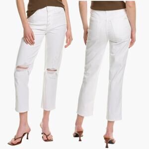 7 for all Mankind High Waist Cropped Straight Jeans White Size 25 NWT $218 MSRP